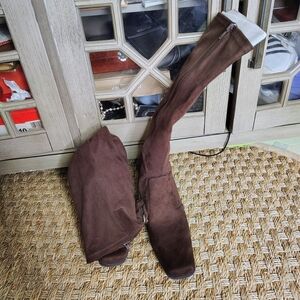 Maurices Women’s Brown Faux Suede Over-the-Knee Boots – Size 10 | Zip Closure